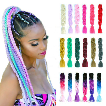 Jumbo Crochet Box Braids Senegalese Twist Hair Extension Xpression Braids Synthetic Braiding Hair Pre Stretch 82 Inch Pure Color